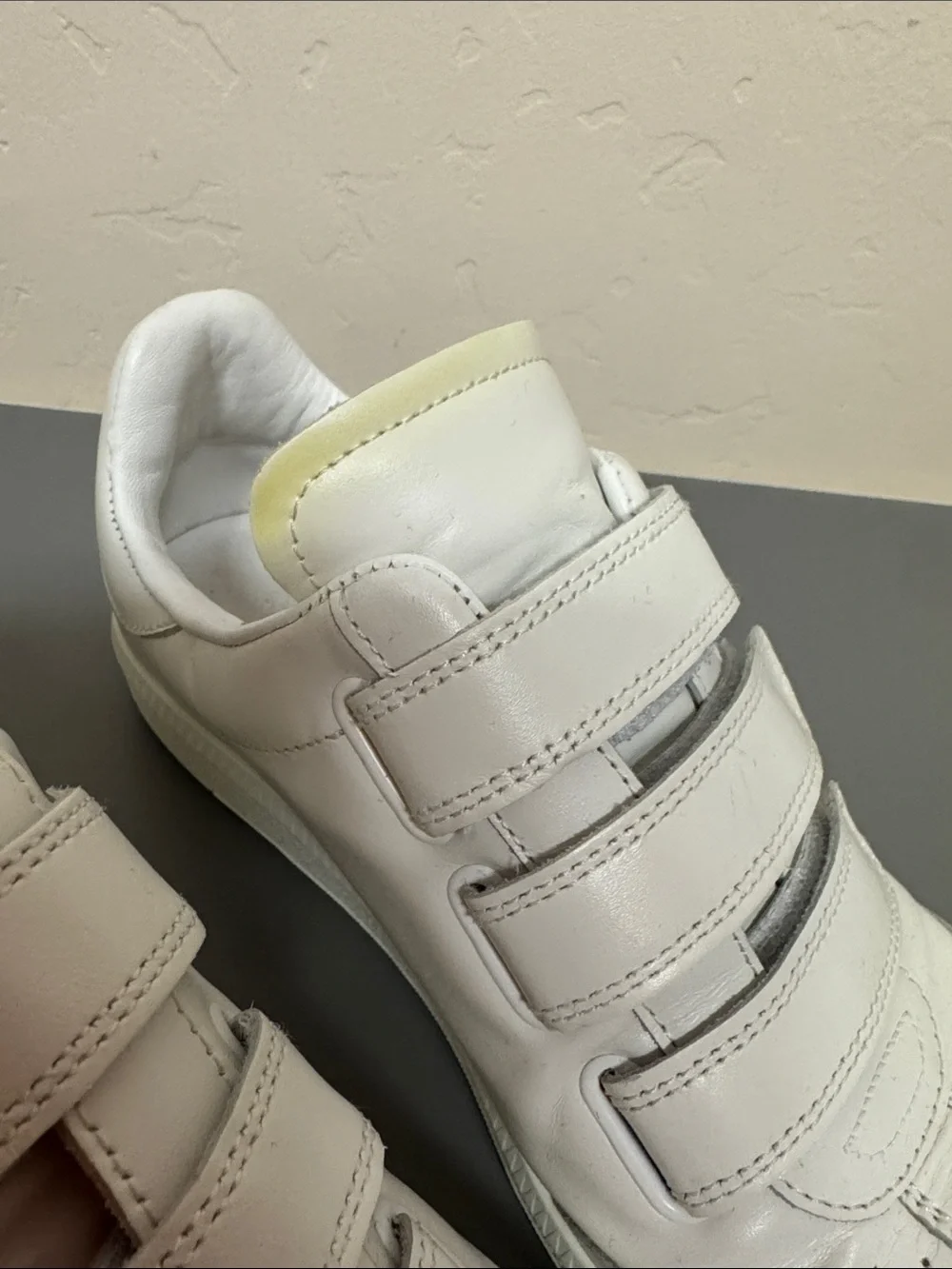 White Women's Leather Velcro Sneakers